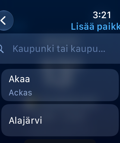 Lisää paikka -haku