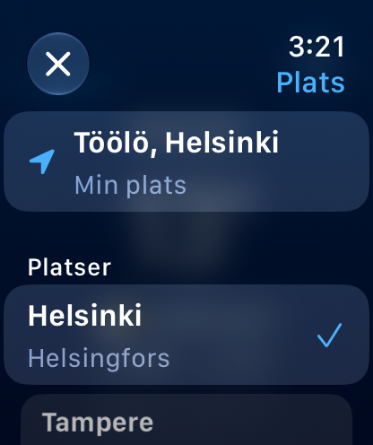 Platsvyn med Min plats och sparade platser